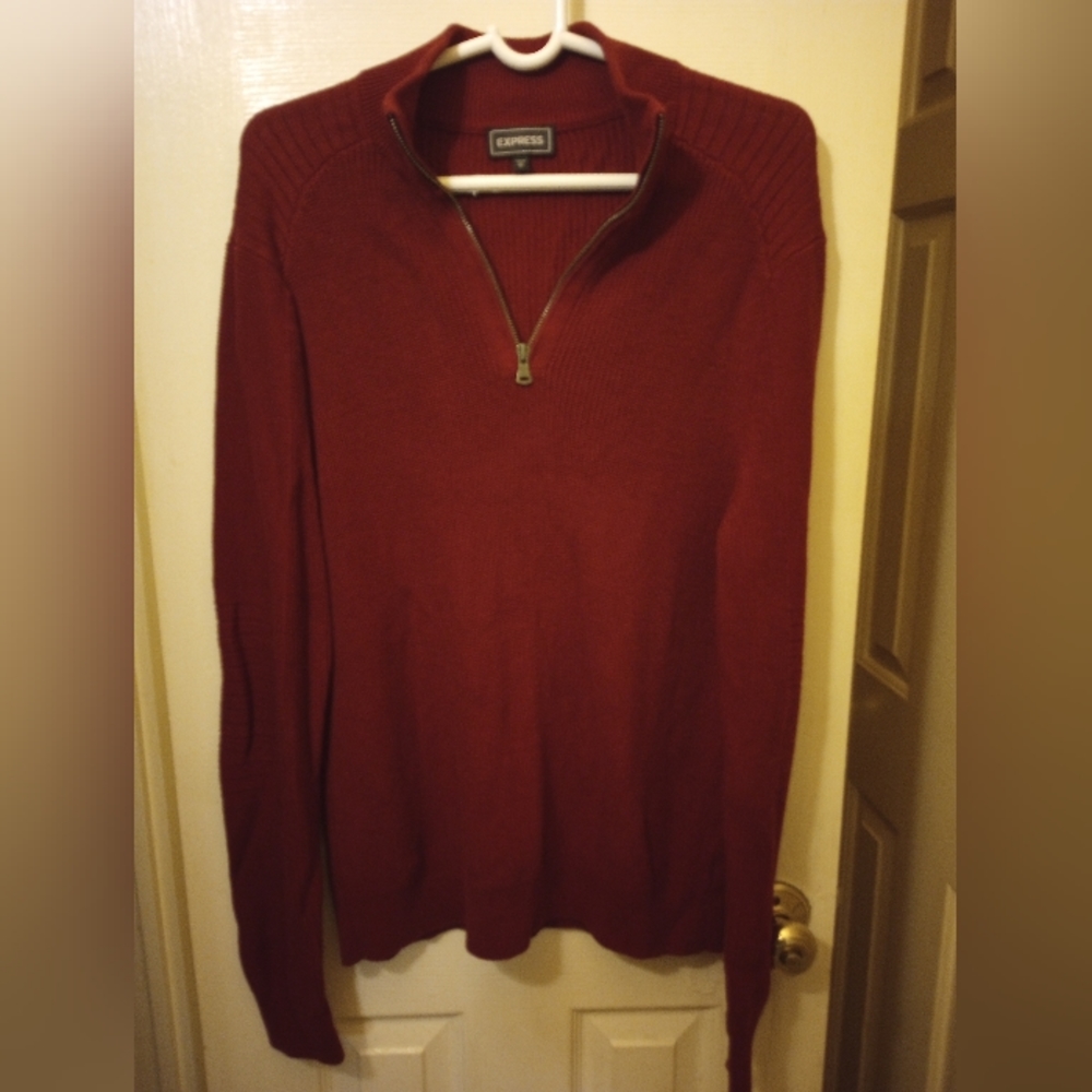 Red Quarter Zip Pullover Sweater